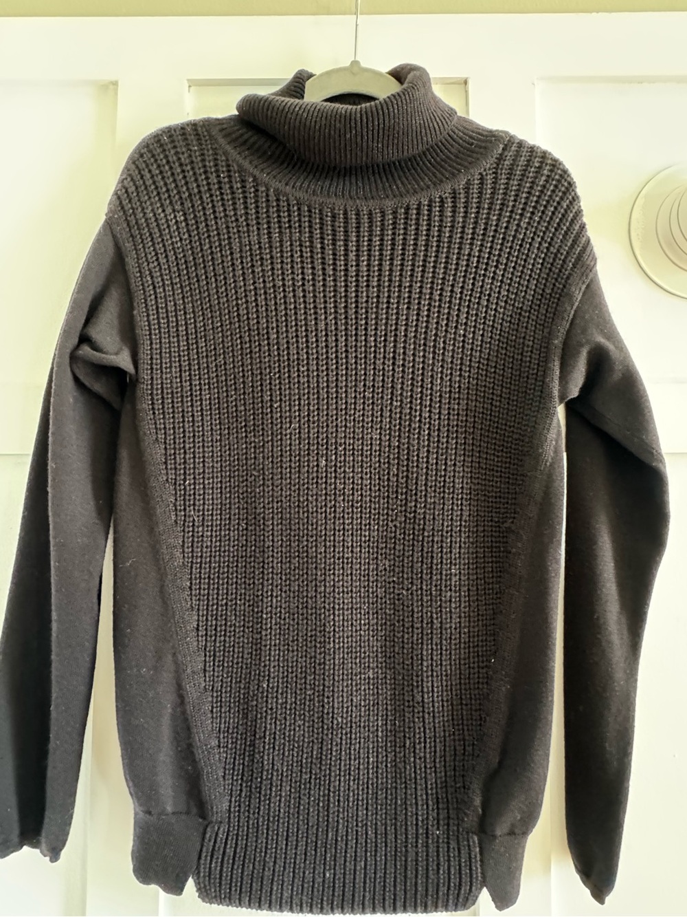 Karen Millen Black Wool Lyocell Cable Knit Turtleneck Sweater Size 4